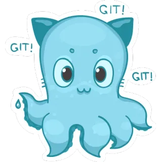 😼 GIT! git, octopus, cute, sticker, cat, programming telegram sticker