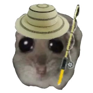🎣 Sad Hamster sad hamster, meme, fishing, sombrero, cute, funny, rod telegram sticker