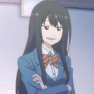 🎶 Anime, Ragazza, Uniforme scolastica, Sorrisetto, Sicura di sé, Personaggio whatsapp sticker
