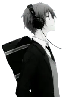 🌚 anime, headphones, music, manga, boy telegram sticker
