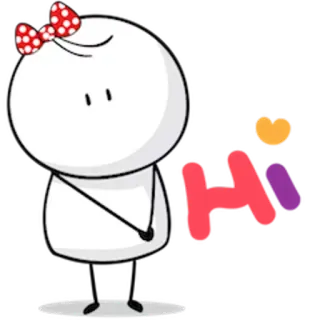 ❤ Hi groet, hoi, cartoon, personage, vriendelijk telegram sticker