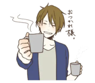 ☕ おかわり一杯 anime, coffee, tea, refreshments, drink, illustration whatsapp sticker