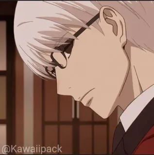 🥢 @KawaiiPack anime, glasses, white hair, kawaii, portrait telegram sticker