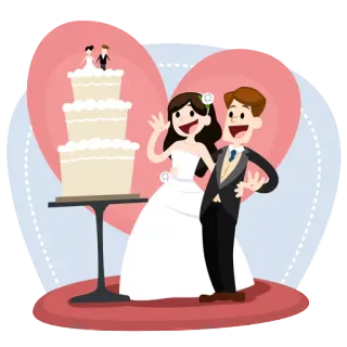 💑 свадьба, невеста, жених, торт, любовь, брак whatsapp sticker