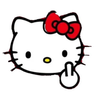 🫥 Hello Kitty Hello Kitty, dedo corazón, ofensivo, dibujos animados, personaje telegram sticker