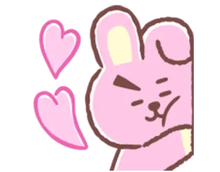 💕 Cooky Cooky, BT21, rabbit, cartoon, pink, love, hearts telegram sticker