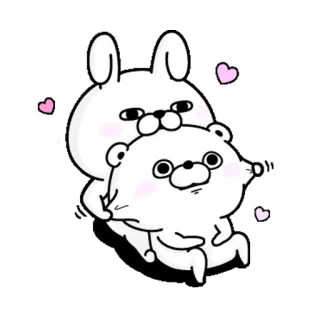 🤓 うさぎ, くま, かわいい, ハート, 漫画, 動物, ステッカー telegram sticker