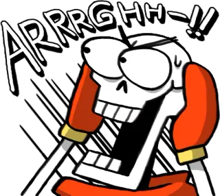 😳 Papyrus ARRRGHH-!! squelette, en colère, Undertale, frustration, dessin animé telegram sticker