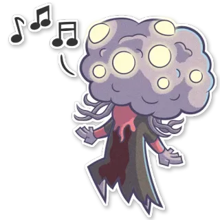 🎶 musique, monstre, dessin animé, nuage, créature, danse telegram sticker