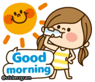 🌞 Good morning good morning, girl, sun, water, greeting telegram sticker