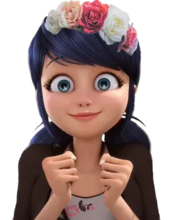 😳 Marinette Dupain-Cheng Miraculous: Tales of Ladybug & Cat Noir Маринетт, Леди Баг, Мультфильм, Аниме, Девочка, Цветы telegram sticker