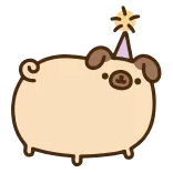 🎉 pug, party hat, animal, cute, cartoon telegram sticker