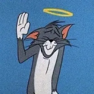 🙏 Tom Cat Tom and Jerry kat, cartoon, engel, halo, grappig whatsapp sticker