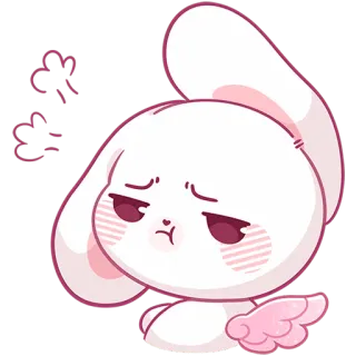😮‍💨 bunny, cute, rabbit, cartoon, pink, angry, upset telegram sticker