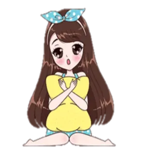 😯 menina, fofo, desenho animado, anime, kawaii, almofada telegram sticker