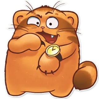 😧 cat, cartoon, watch, animal, funny whatsapp sticker