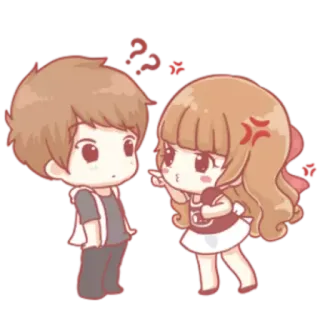 😠 cartoon, couple, chibi, cute, relationship, angry, love, kawaii telegram sticker