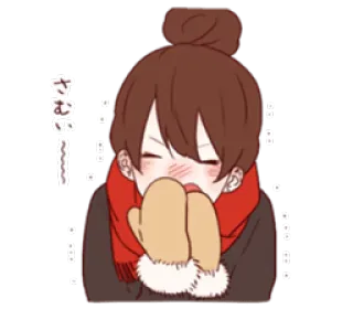 🤧 さむい anime, cold, winter, scarf, cute whatsapp sticker