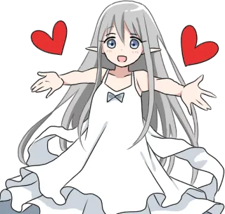 🤗 Anime, Garota, Corações, Amor, Fofo, Desenho animado whatsapp sticker