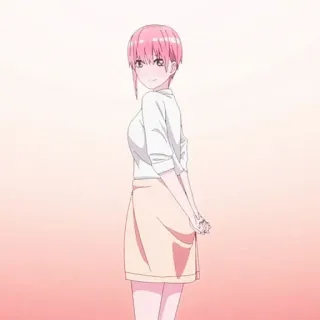 🦊 Anime, Chica, Pelo rosa, Falda, Camisa blanca, Linda telegram sticker