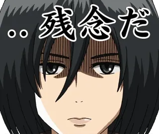 😠 Mikasa Ackerman Attack on Titan 残念だ anime, sad, mikasa, attack on titan, character, japanese telegram sticker