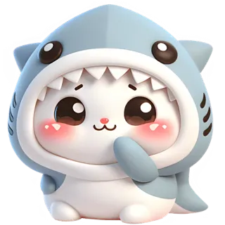 ☺️ chat, requin, mignon, animal, dessin animé, kawaii, chibi, mascotte telegram sticker