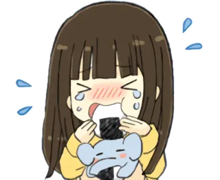 🍙 ร้องไห้, อนิเมะ, คาวาอิ, ผู้หญิง, โอนิกิริ, เศร้า, น่ารัก telegram sticker