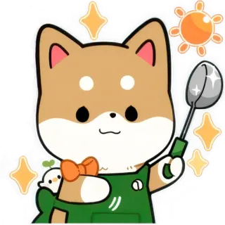 🌞 犬, 柴犬, シェフ, 料理, かわいい, カワイイ, キラキラ telegram sticker