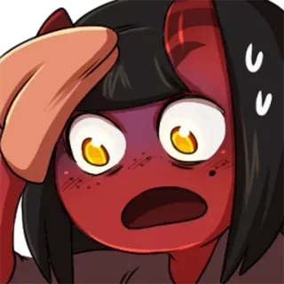 😰 Anime, Dämon, geschockt, verängstigt, rot, kawaii telegram sticker