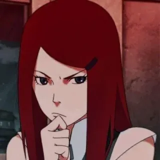 🤔 Kushina Uzumaki Naruto аниме, наруто, кушина, узумаки, рыжие волосы, думает telegram sticker