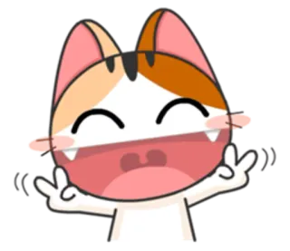😄 猫, ピースマーク, かわいい, 動物, 絵文字, 漫画 telegram sticker