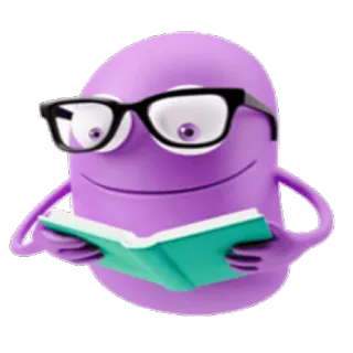 📚 독서, 만화, 안경, 책, 보라색, 캐릭터 telegram sticker