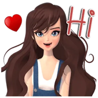 😃 Hi Kreskówka, Dziewczyna, Cześć, Pozdrowienie, Przyjazny telegram sticker