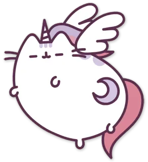 🌙 Pusheen Katze, Einhorn, Beflügelt, Niedlich, Cartoon telegram sticker