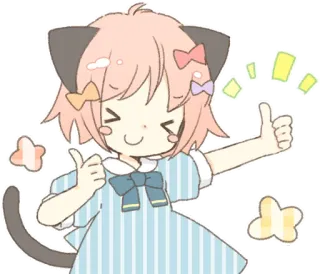 👍 Anime, Mignon, Chibi, Chat, Fille, Kawaii telegram sticker