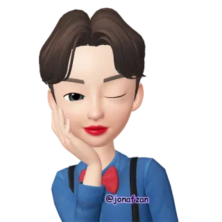 😉 @jonafzan Avatar, Guiño, Pajarita, Persona, Personaje telegram sticker