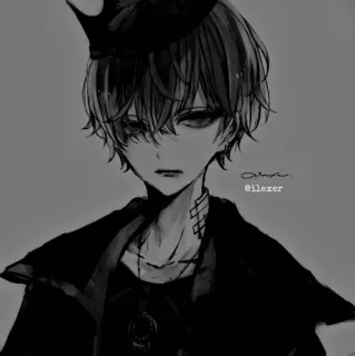 ▪️ @ilexer anime, boy, crown, dark, manga, monochrome telegram sticker