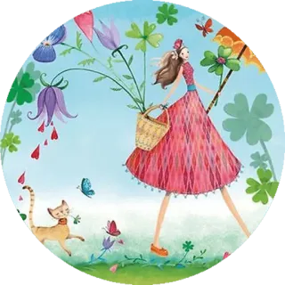 🍀 女人, 猫, 花, 春天, 幸运 telegram sticker