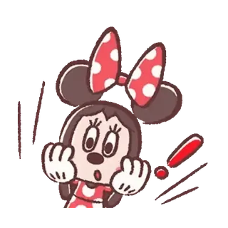 💕 Minnie Mouse Minnie Mouse, dibujos animados, Disney, ratón, signo de exclamación, impactado telegram sticker