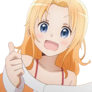 👍 Anime, Ragazza, Pollice in su, Approvazione, Positivo, Carino, Illustrazione telegram sticker