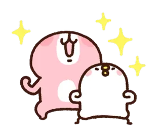 😆 cute, kawaii, bunny, chicken, sparkle, cartoon whatsapp sticker