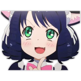 🤔 Аниме, Девушка, Кошачьи уши, Указывает, Стикер, Мультфильм telegram sticker