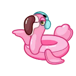 💃 fenicottero, gonfiabile piscina, cartone animato, cuffie, rosa, estate, carino telegram sticker