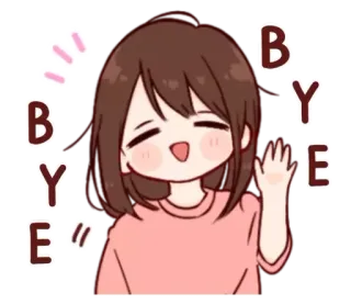 👋 BYE บ๊ายบาย, ลาก่อน, โบกมือ, การ์ตูน, เด็กผู้หญิง, ทักทาย telegram sticker