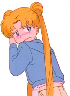 🧵 Usagi Tsukino Sailor Moon anime, cartoon, sailor moon, manga, usagi tsukino, blush, girl telegram sticker