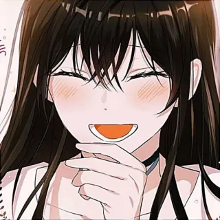 🥢 Anime, Fille, Sourire, Joyeux, Portrait telegram sticker