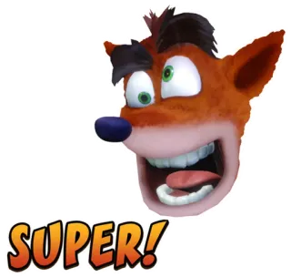 😏 Crash Bandicoot SUPER! cartoon, video game, expression, character, animal whatsapp sticker