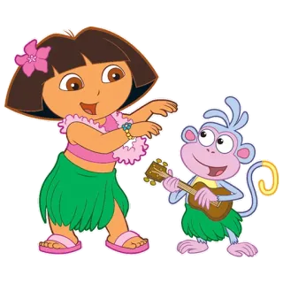 🐵 Dora การ์ตูน, ดอร่า, บู๊ทส์, นักสำรวจ, นิคเคิลโอเดียน telegram sticker