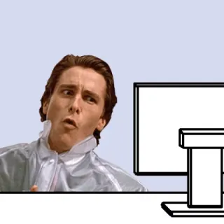 😏 Patrick Bateman American Psycho american psycho, patrick bateman, meme, geschockt, reaktion whatsapp sticker