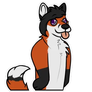 😋 fox, furry, anthro, cartoon, animal, orange, black telegram sticker